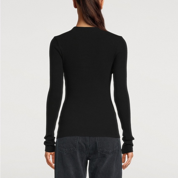 AGOLDE Lyza Black Cut-Out Long Sleeve Top | S - Picture 2 of 8
